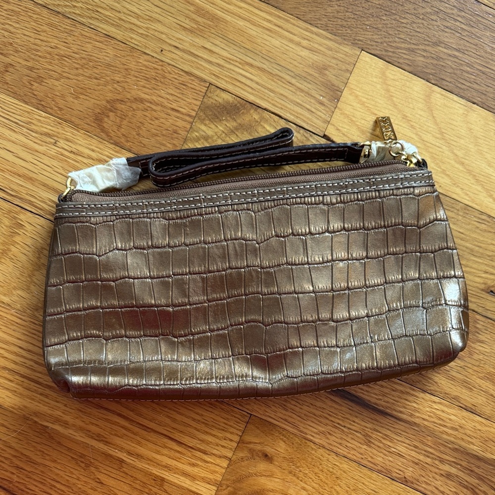 Maxx New York Gold Croc Embossed Leather Purse Evening Bag w/ Original Dust Bag